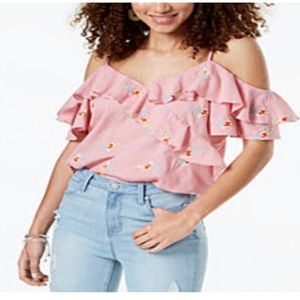 Gypsies & Moondust CouldShoulder Pink Checker Top